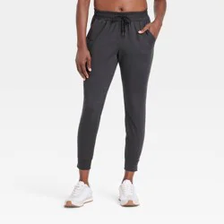 Women's Soft Stretch Mid-Rise Jogger Pants - All In Motion™ Heathered Black XL: Moisture Wicking, Quick Drying