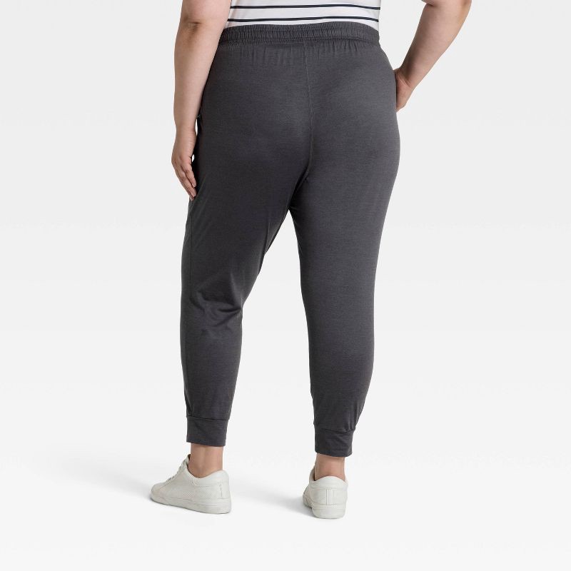 slide 2 of 4, Women's Soft Stretch Mid-Rise Jogger Pants - All In Motion™ Heathered Black XXL: Moisture Wicking, Quick Drying, 1 ct