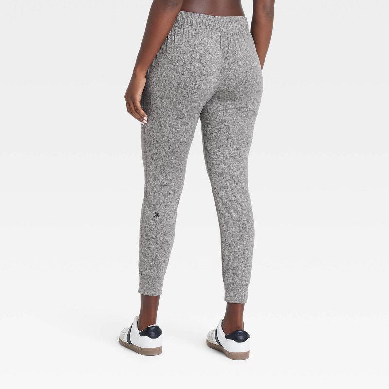 slide 2 of 5, Women's Soft Stretch Mid-Rise Jogger Pants - All In Motion™ Heathered Gray S: Bottoms, Moisture Wicking, 1 ct