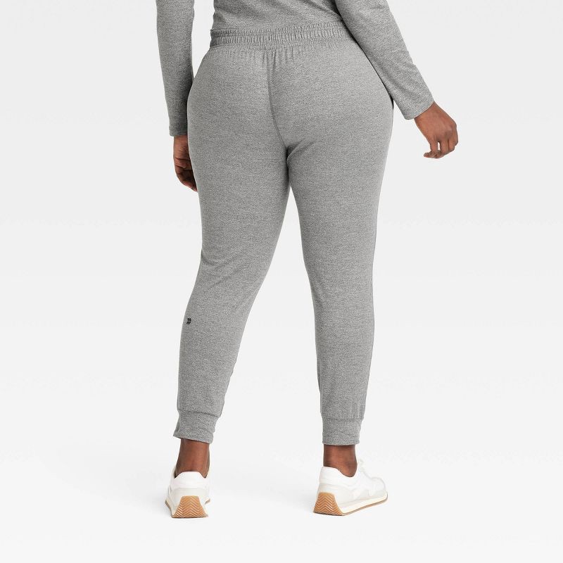 slide 4 of 5, Women's Soft Stretch Mid-Rise Jogger Pants - All In Motion™ Heathered Gray S: Bottoms, Moisture Wicking, 1 ct
