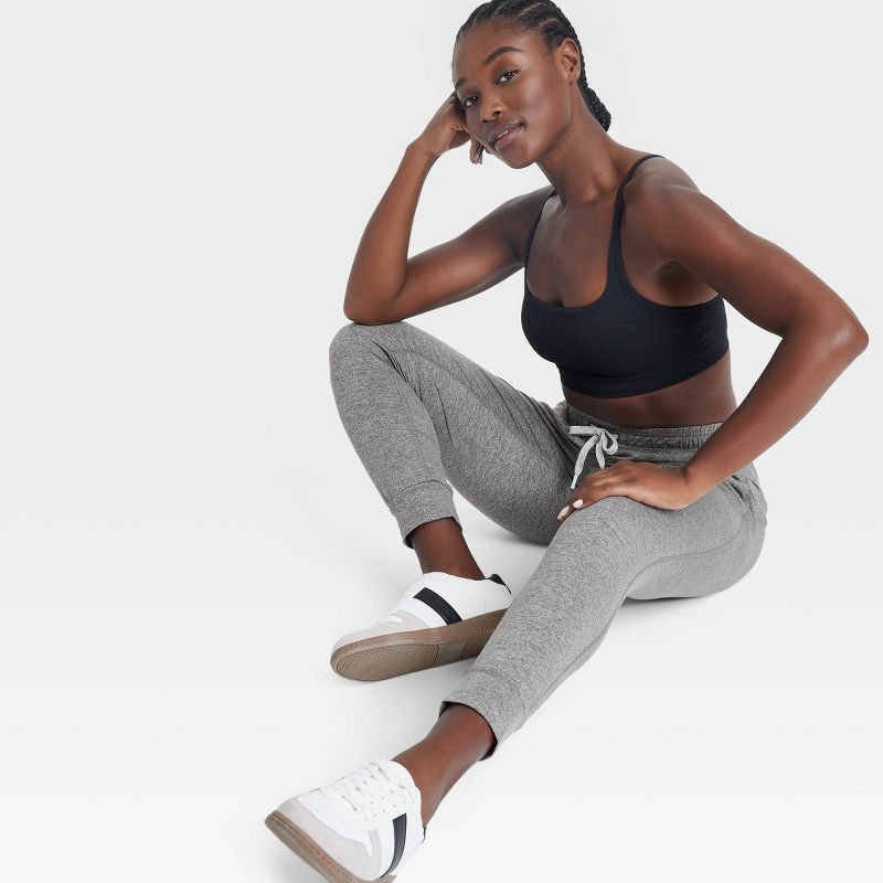 slide 5 of 5, Women's Soft Stretch Mid-Rise Jogger Pants - All In Motion™ Heathered Gray XL: Moisture Wicking, Quick Drying, 1 ct