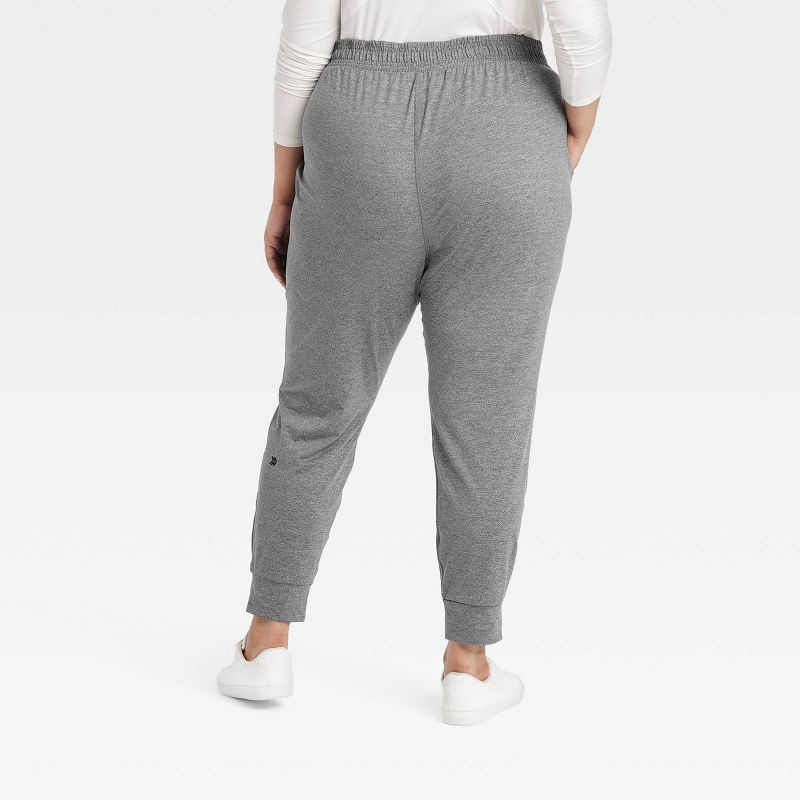 slide 2 of 3, Women's Soft Stretch Mid-Rise Jogger Pants - All In Motion™ Heathered Gray XXL: Moisture Wicking, Quick Drying, UPF 50+, 1 ct