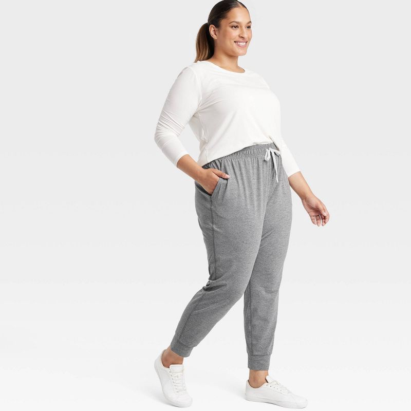 slide 3 of 3, Women's Soft Stretch Mid-Rise Jogger Pants - All In Motion™ Heathered Gray XXL: Moisture Wicking, Quick Drying, UPF 50+, 1 ct