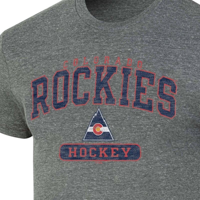 slide 3 of 3, NHL Colorado Rockies Men's Gray Vintage Tri-Blend T-Shirt - S: Fit, Crew Neck, 1 ct