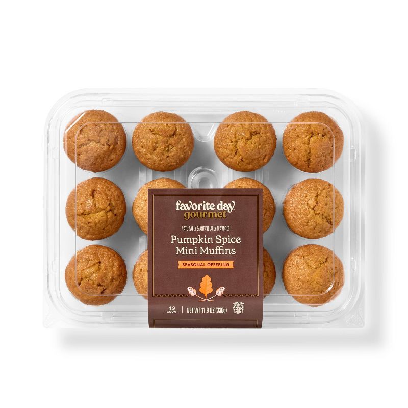 slide 1 of 3, Pumpkin Spice Mini Muffins - 11.8oz/12ct - Favorite Day™, 12 ct; 11.8 oz