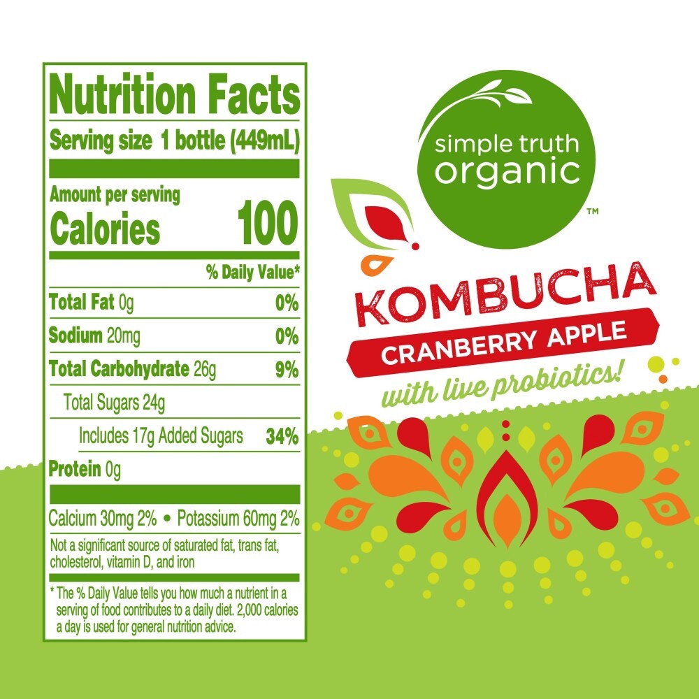 slide 4 of 4, Simple Truth Organic Cranberry Apple Kombucha - 15.2 fl oz, 15.2 fl oz