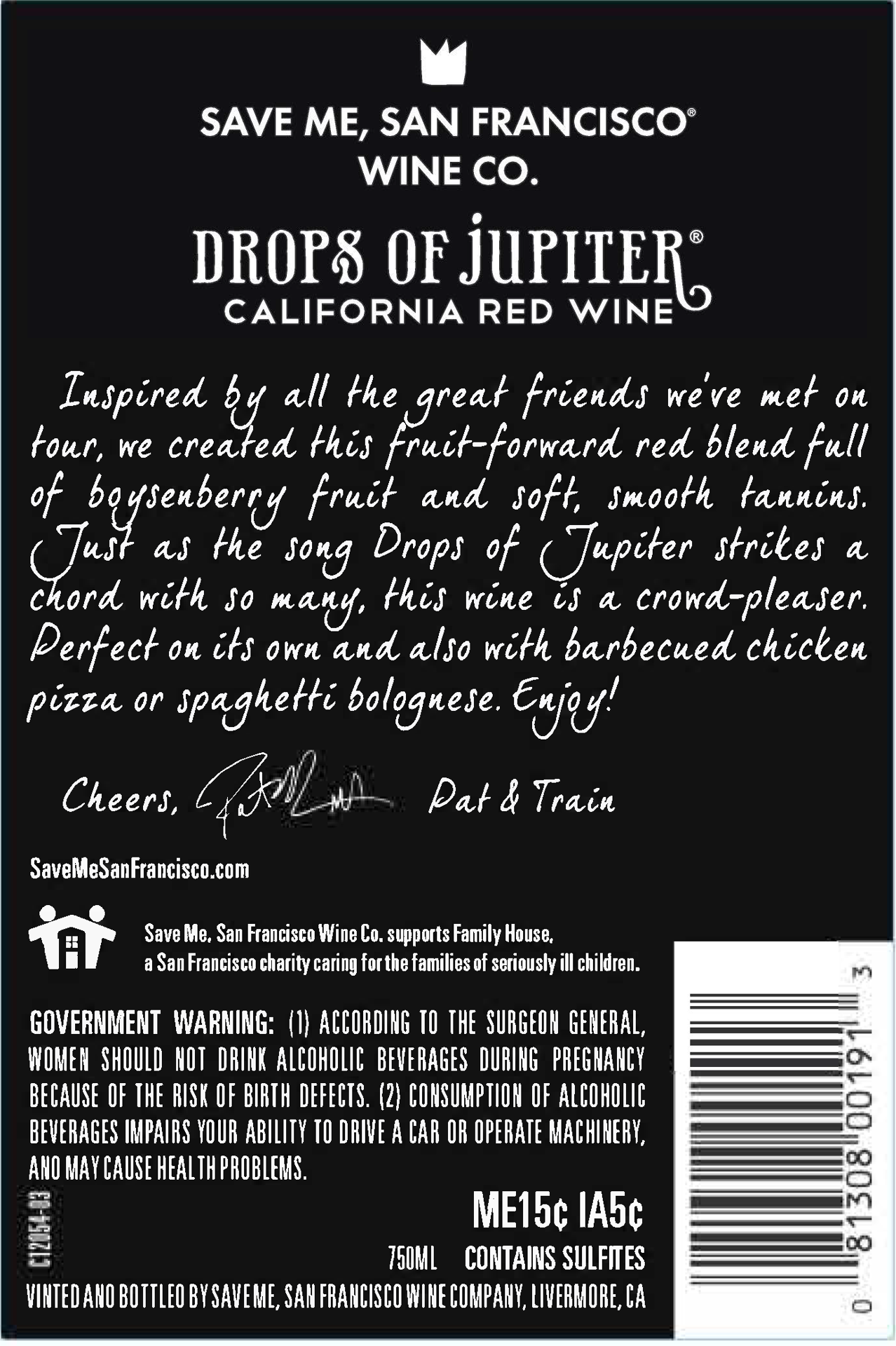 slide 3 of 4, Save Me, San Francisco Drops Of Jupiter California Red Wine, 750 ml