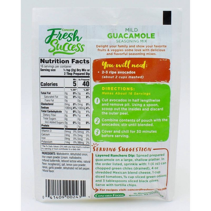 slide 2 of 4, Concord Foods Fresh Success Mild Guacamole Mix - 1.1oz, 1.1 oz