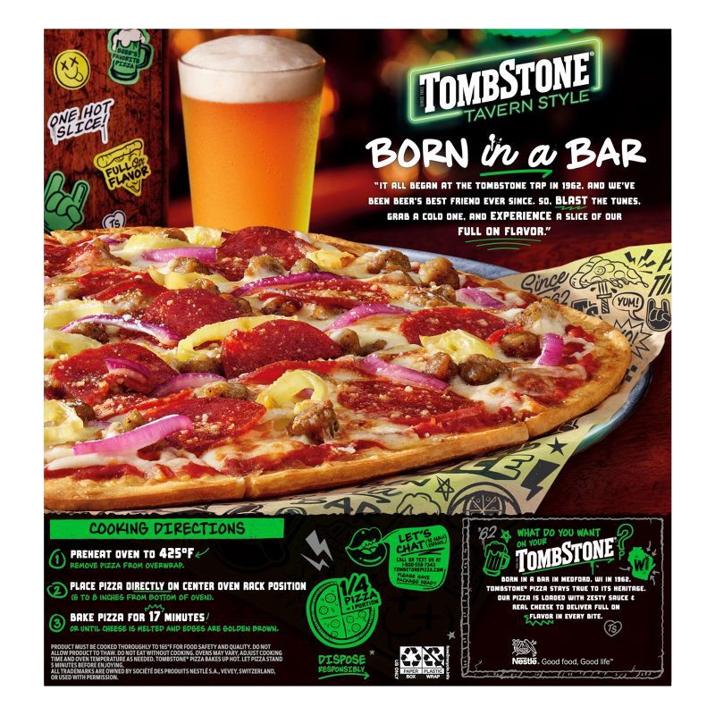 slide 8 of 13, Tombstone Tavern Style Frozen Pizza The Primo - 20oz, 20 oz