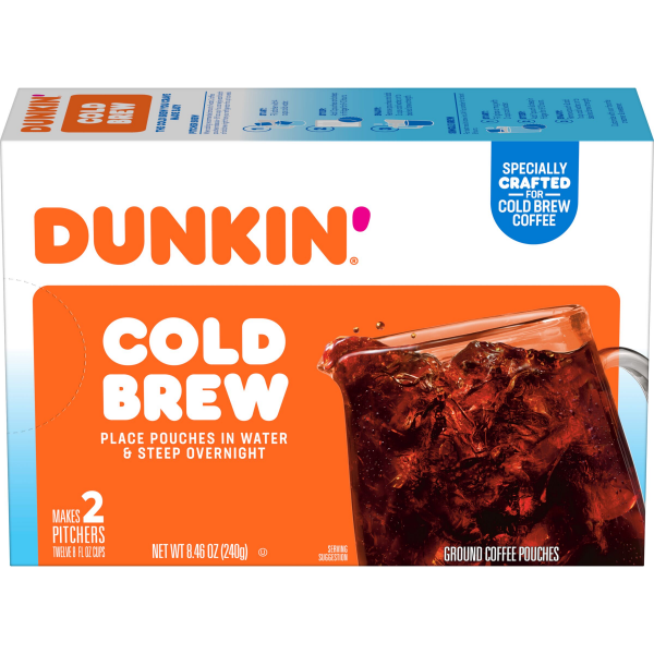 slide 4 of 19, Dunkin' Cold Brew Ground Coffee Packs (Packaging May Vary), 8.46 oz