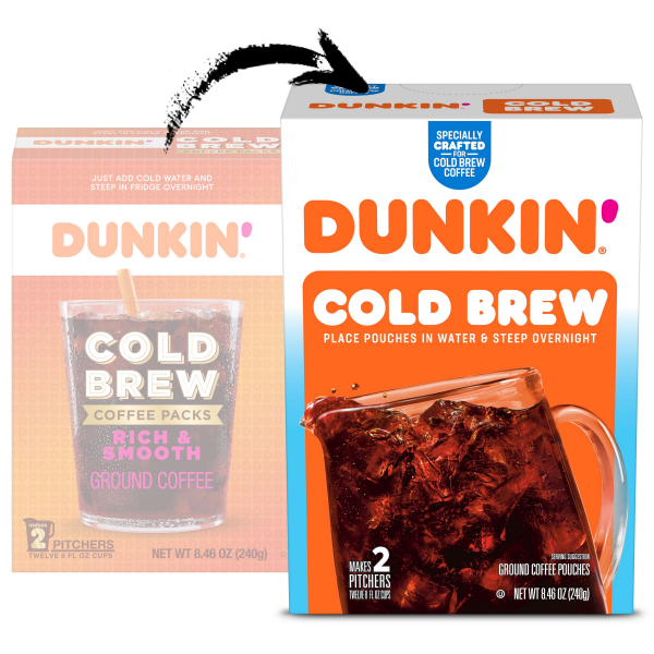 slide 17 of 19, Dunkin' Cold Brew Ground Coffee Packs (Packaging May Vary), 8.46 oz