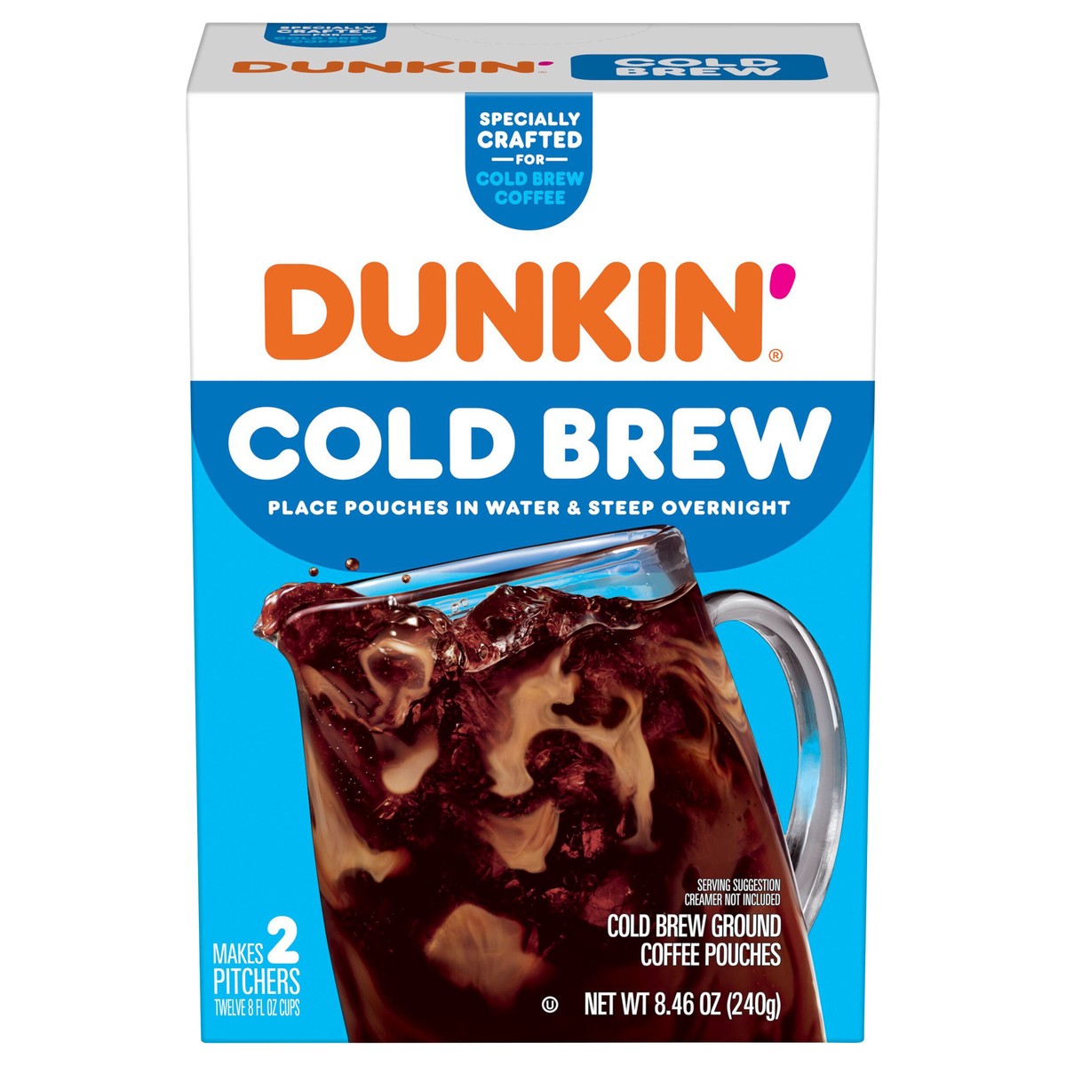 slide 1 of 19, Dunkin' Dunkin’ Cold Brew Ground Coffee Pouches, 2 ct; 8.46 oz