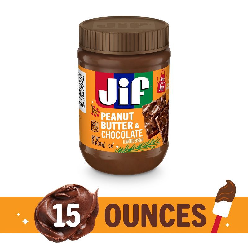 slide 3 of 9, Jif Peanut Butter & Chocolate Flavored Spread - 15oz, 15 oz