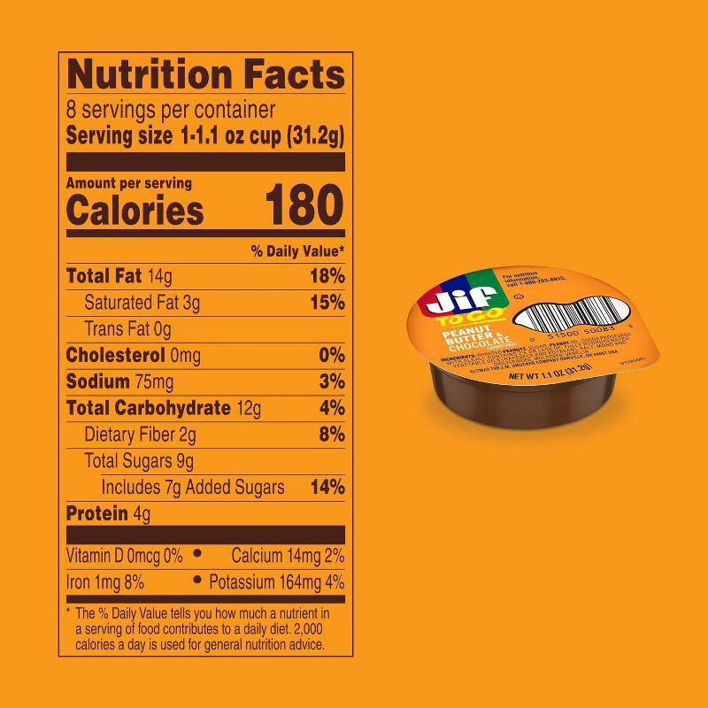 slide 4 of 7, Jif To Go Peanut Butter & Chocolate Flavored Spread - 8.8oz/8ct, 8 ct; 8.8 oz