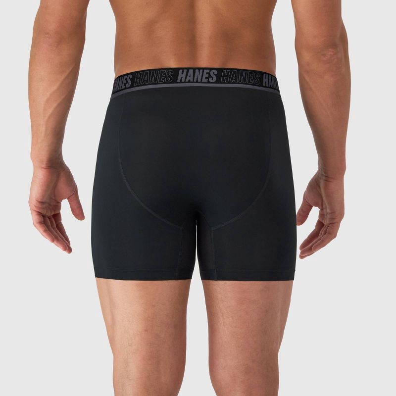 slide 4 of 9, Hanes Premium Hanes Moves Premium Men's Anti-Chafe Total Support Pouch X-Temp Boxer Briefs 2pk - Black/Blue L: Moisture Wicking, Breathable Mesh, 2 ct