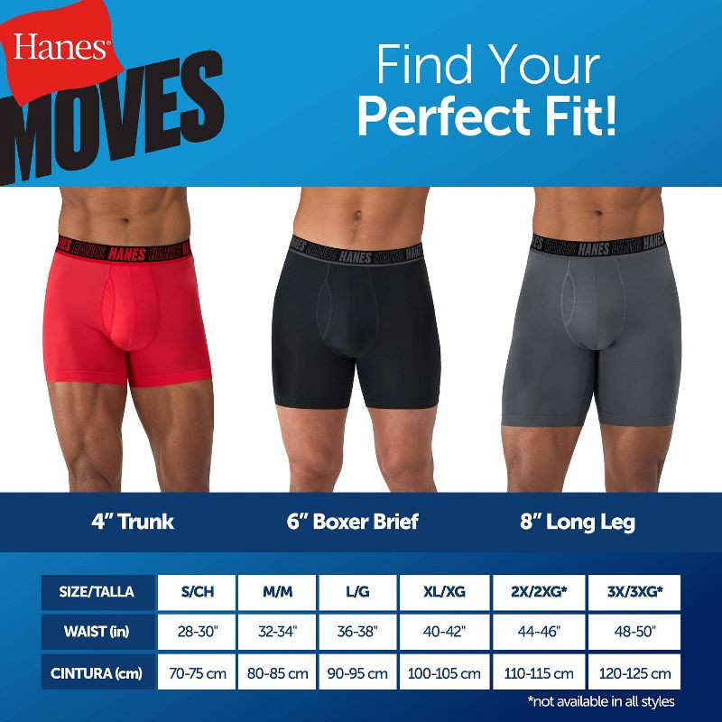 slide 6 of 9, Hanes Premium Hanes Moves Premium Men's Anti-Chafe Total Support Pouch X-Temp Boxer Briefs 2pk - Black/Blue L: Moisture Wicking, Breathable Mesh, 2 ct