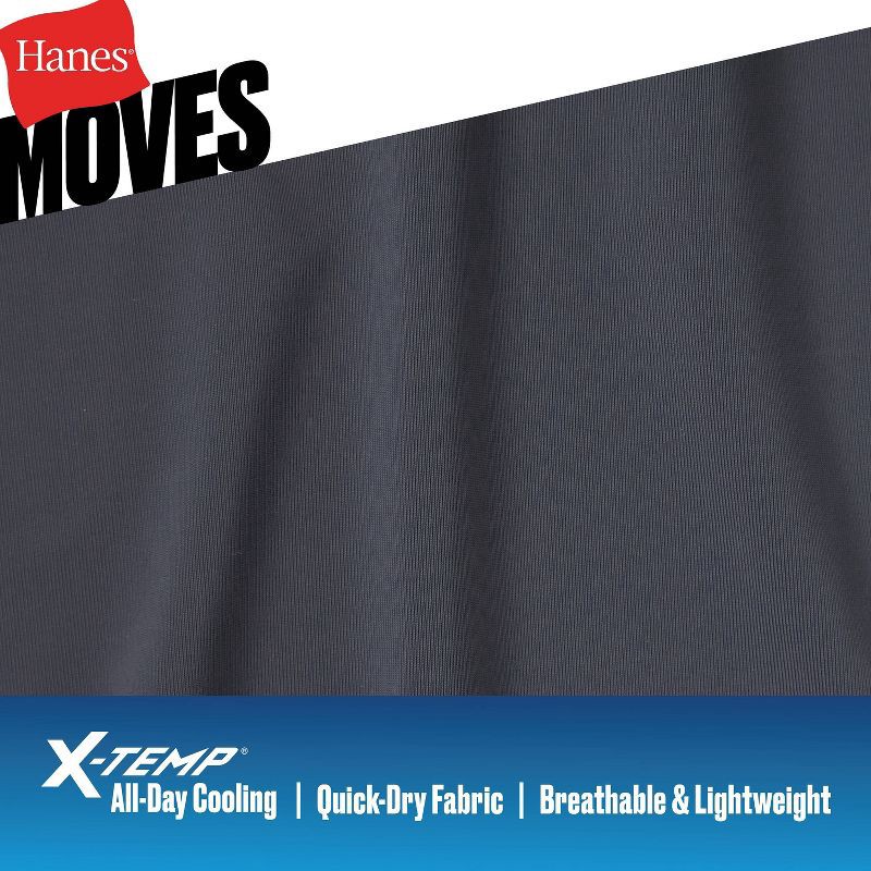 slide 9 of 9, Hanes Premium Hanes Moves Premium Men's Anti-Chafe Total Support Pouch X-Temp Boxer Briefs 2pk - Black/Blue L: Moisture Wicking, Breathable Mesh, 2 ct