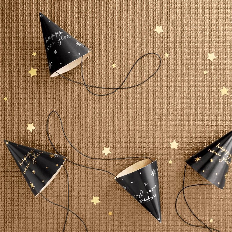 slide 2 of 3, 4ct New Years Eve Party Hats Black - Spritz™, 4 ct