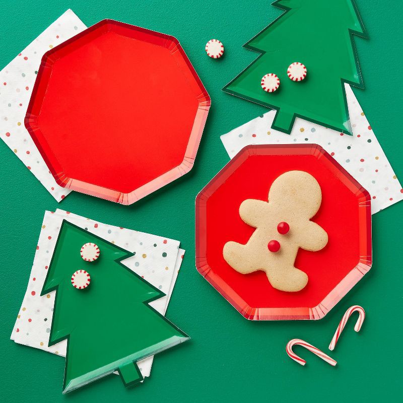 slide 2 of 3, 10ct Christmas Tree Shaped Snack Plates - Spritz™, 10 ct