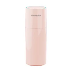 HoMedics Portable Ultrasonic Humidifier Light Pink: Travel & Personal Cool Mist for Small Rooms, USB & Battery Powered