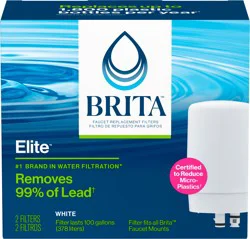 Brita Tap Water Filter, Water Filtration System Replacement Filters For Faucets, Reduces Lead, BPA Free - White, 2 Count