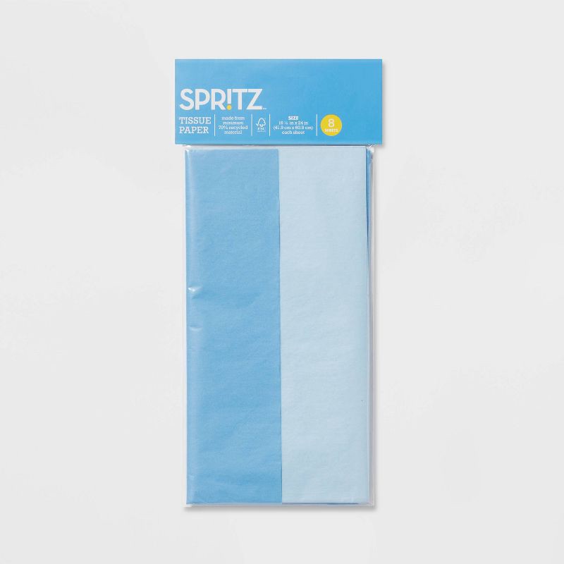 slide 3 of 3, 8ct Hanukkah Recycled Tissue Paper Blue and Light Blue - Spritz™, 8 ct