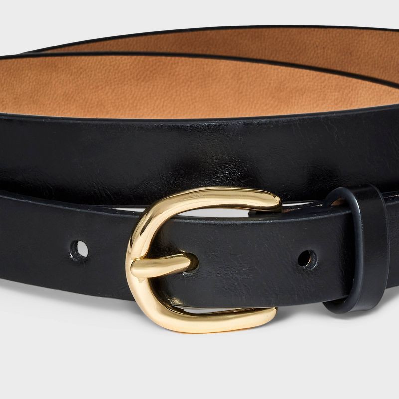slide 3 of 3, Women's Skinny Belt - A New Day™ Black M: Adjustable Strap, Solid Pattern, Buckle Closure, 1 ct