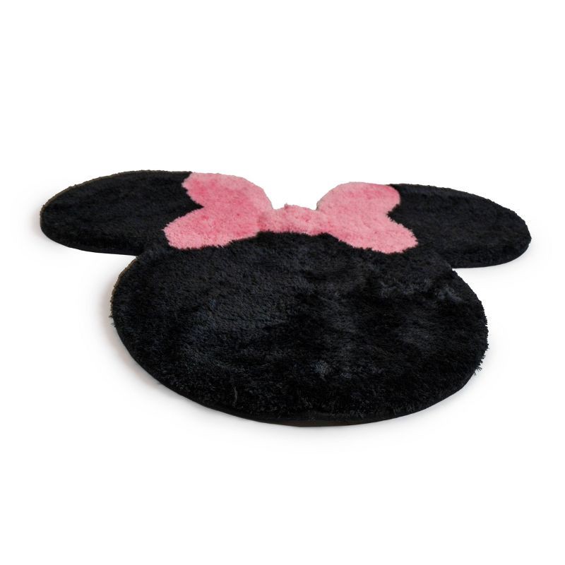 slide 2 of 3, Minnie Mouse Minnie Shaped Rug Pink/Black, 1 ct