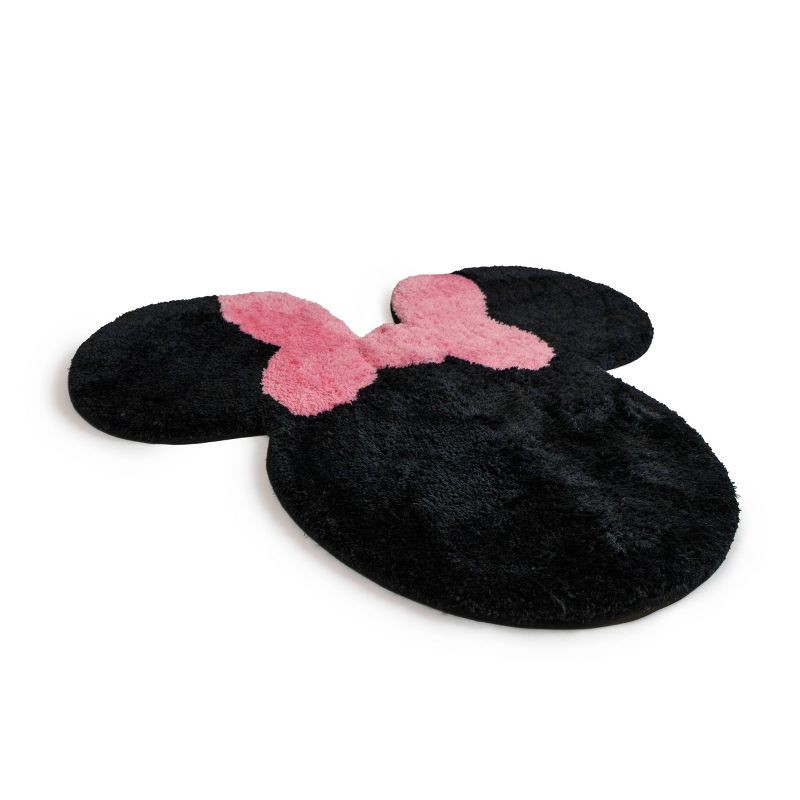 slide 3 of 3, Minnie Mouse Minnie Shaped Rug Pink/Black, 1 ct