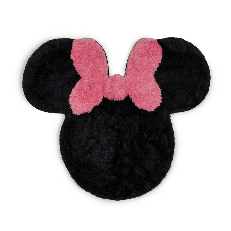 slide 1 of 3, Minnie Mouse Minnie Shaped Rug Pink/Black, 1 ct