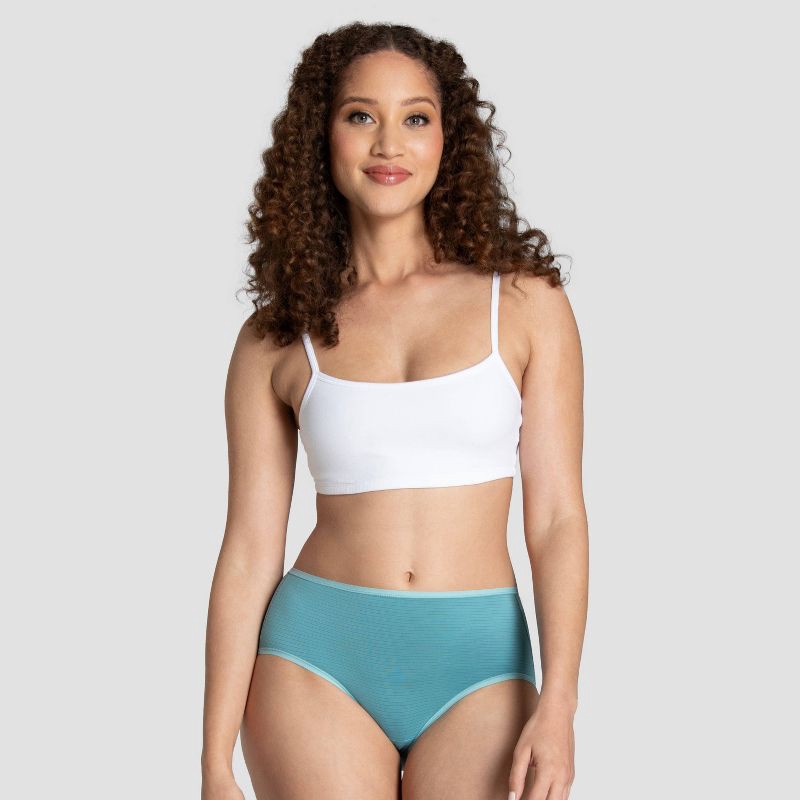 slide 2 of 5, Fruit of the Loom Women's 6pk Striped Breathable Cooling Briefs - Colors May Vary 9: High Rise, Moisture Wicking, 6 ct