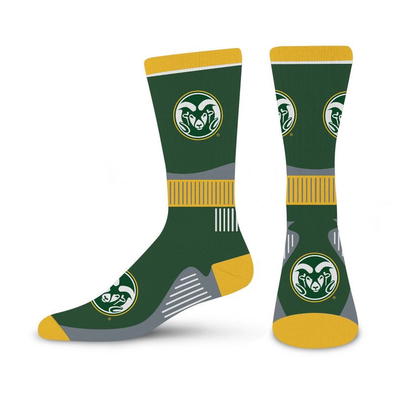 slide 1 of 3, NCAA Colorado State Rams Large Crew Socks: Cushioned Heel & Toe, Knit Fabric, 1 ct