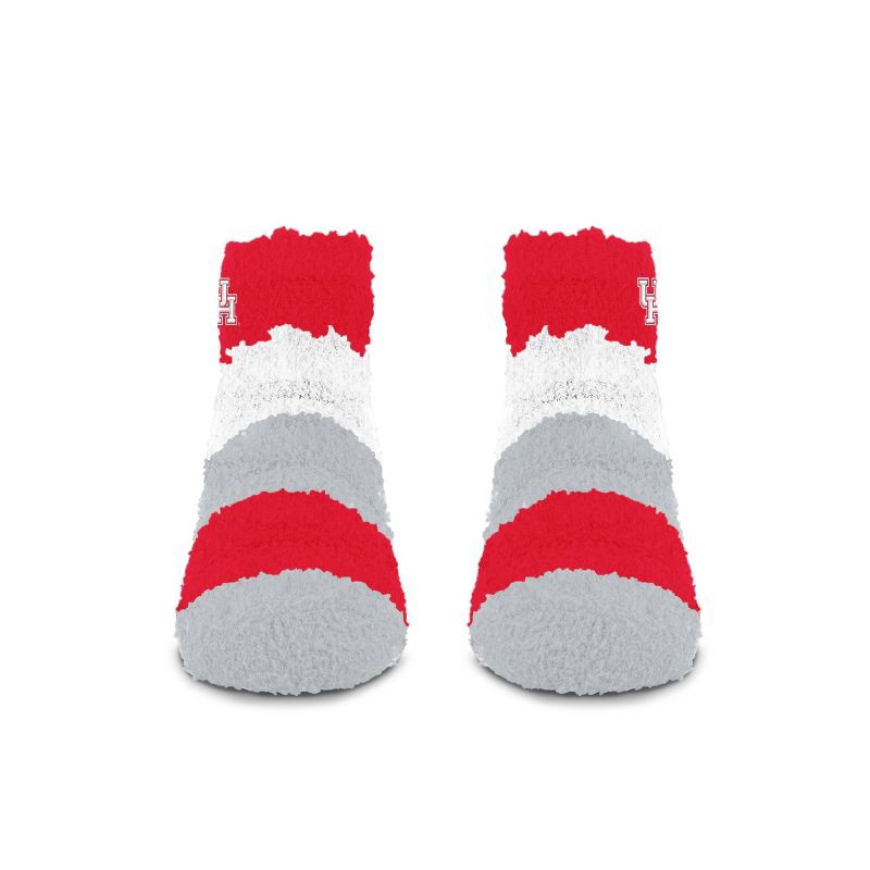 slide 2 of 3, NCAA Houston Cougars Neapolitan Stride Fuzzy Socks: Ankle Knit Multi-Stripe Design, 1 ct