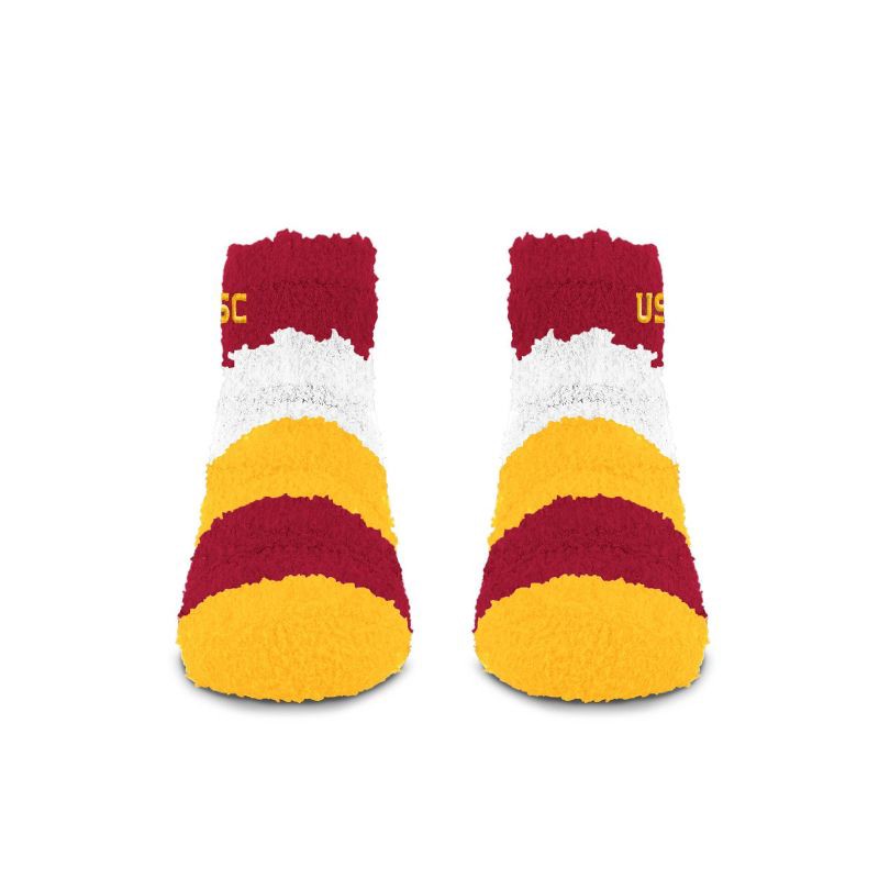 slide 2 of 3, NCAA USC Trojans Neapolitan Stride Fuzzy Socks: Multi-Stripe Ankle Knit, 1 ct