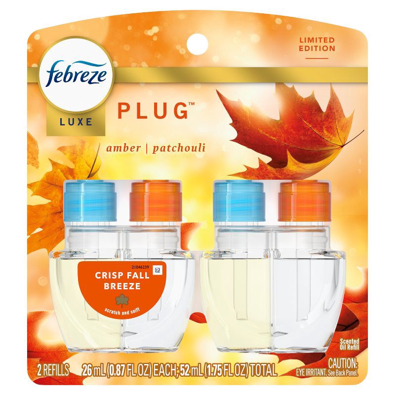 slide 13 of 16, Febreze Luxe Plug Dual Refill Air Freshener - Crisp Fall Breeze - 1.75 fl oz/2ct, 1.75 fl oz, 2 ct