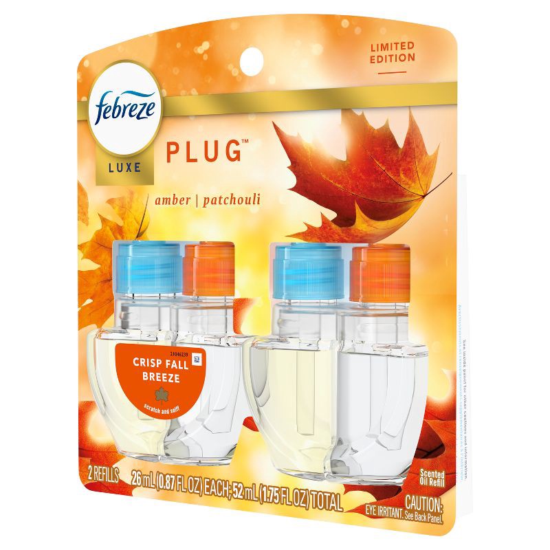 slide 14 of 14, Febreze Luxe Plug Dual Refill Air Freshener - Crisp Fall Breeze - 1.75 fl oz/2ct, 1.75 fl oz, 2 ct