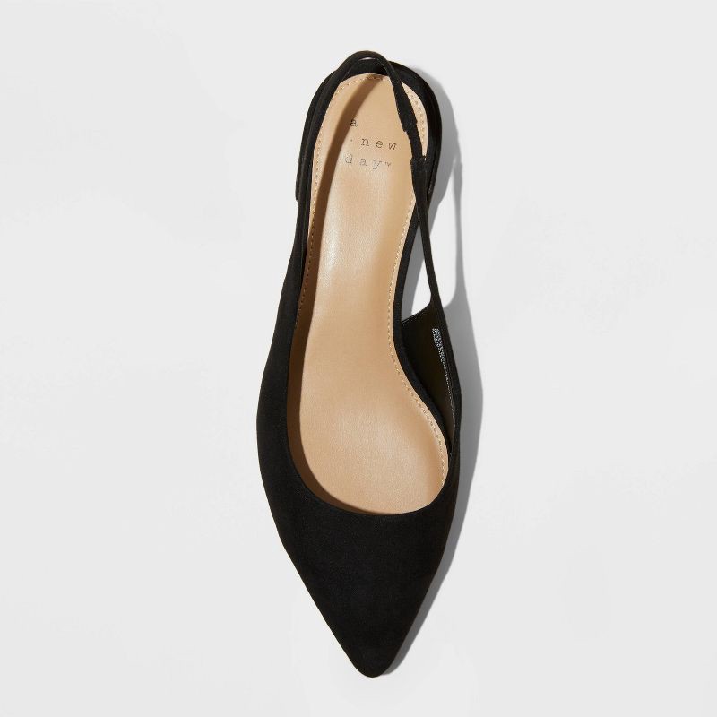 slide 3 of 4, Women's Elle Slingback Pointed Toe Heels - A New Day™ Black 11: Cushioned Insole, Block Heel, Textured Outsole, 1 ct