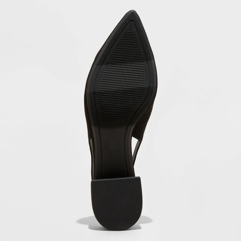 slide 4 of 4, Women's Elle Slingback Pointed Toe Heels - A New Day™ Black 11: Cushioned Insole, Block Heel, Textured Outsole, 1 ct