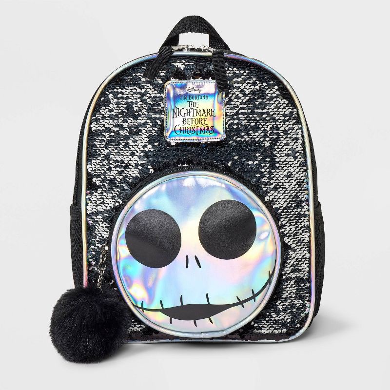 slide 4 of 4, Kids' The Nightmare Before Christmas 11" Flip Sequin Backpack - Black/White, 1 ct