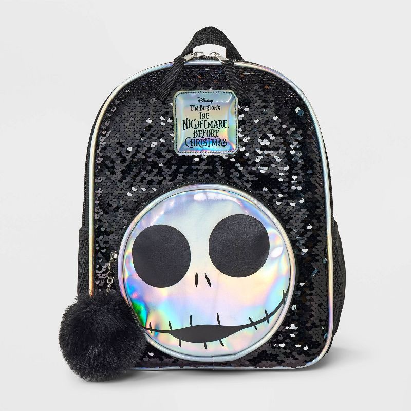 slide 1 of 4, Kids' The Nightmare Before Christmas 11" Flip Sequin Backpack - Black/White, 1 ct