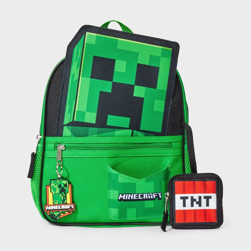 slide 4 of 5, Kids' Minecraft Creeper 12" Backpack - Green, 1 ct