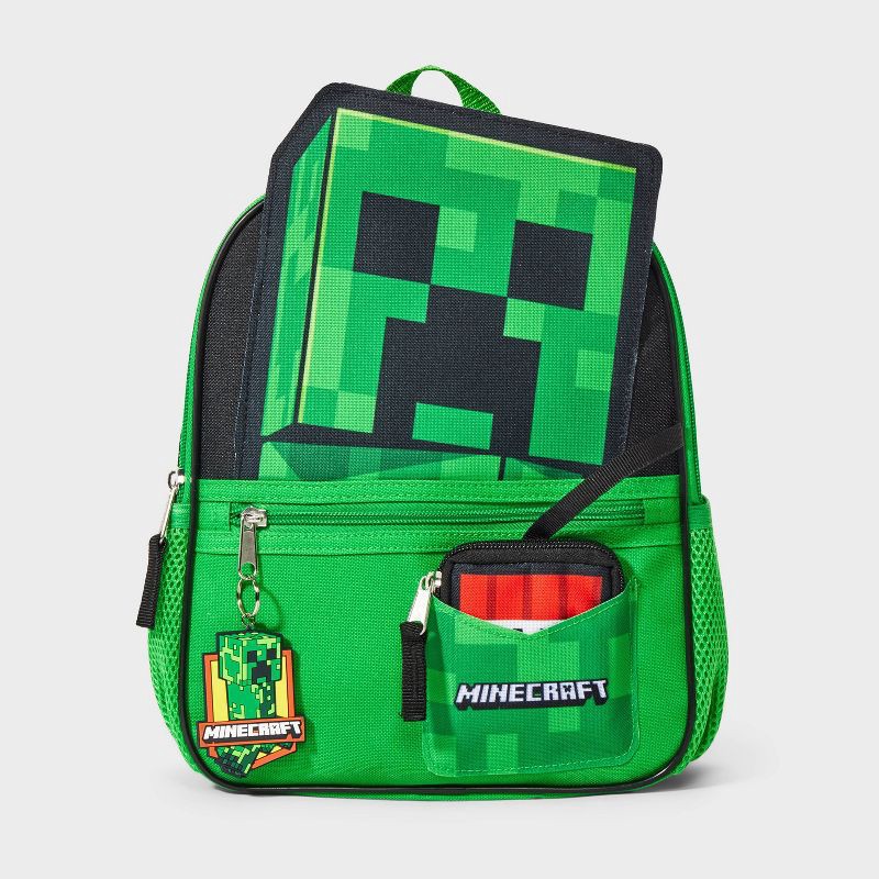 slide 1 of 5, Kids' Minecraft Creeper 12" Backpack - Green, 1 ct