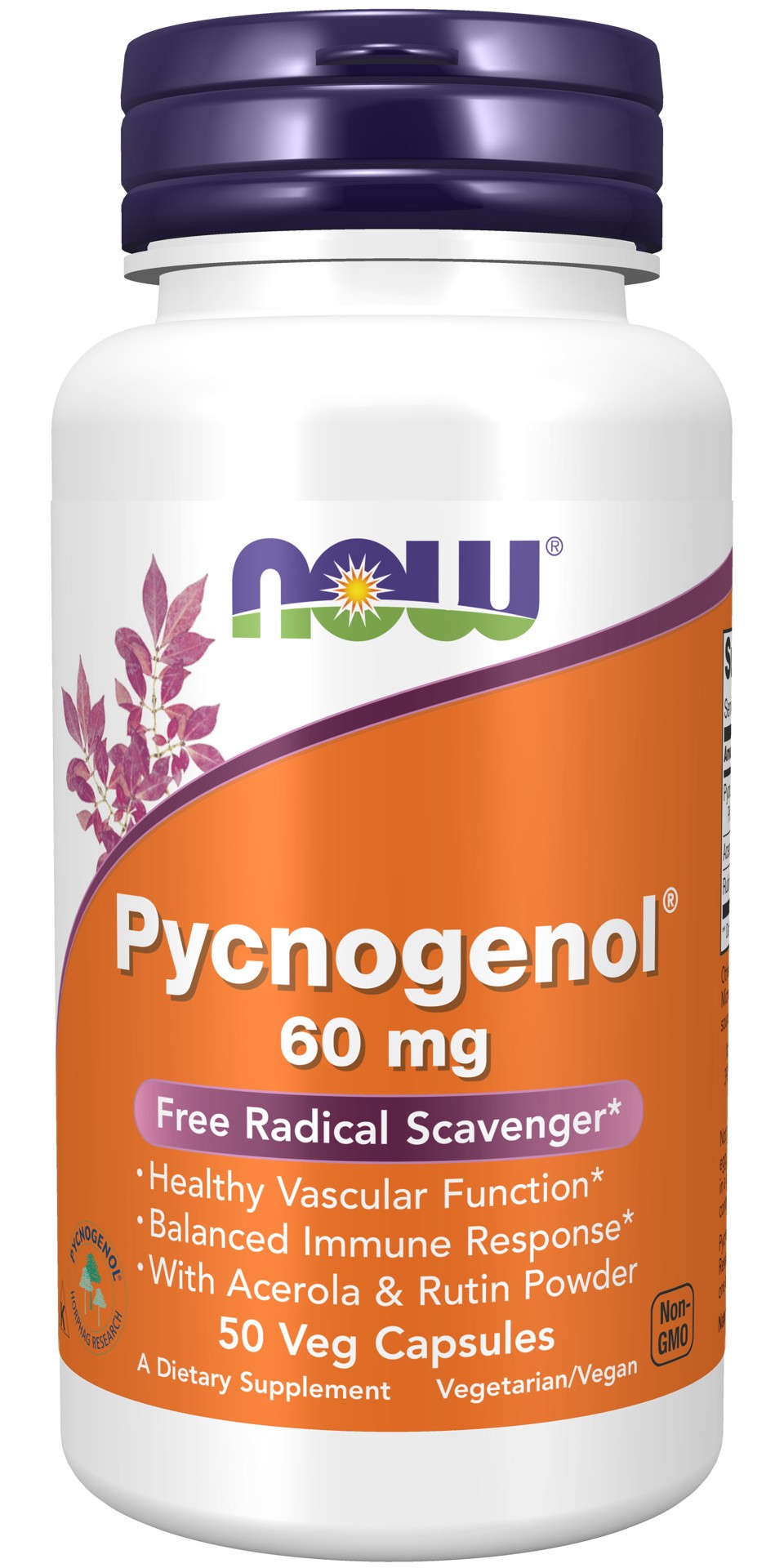 slide 1 of 4, NOW Pycnogenol 60 mg - 50 Veg Capsules, 50 ct