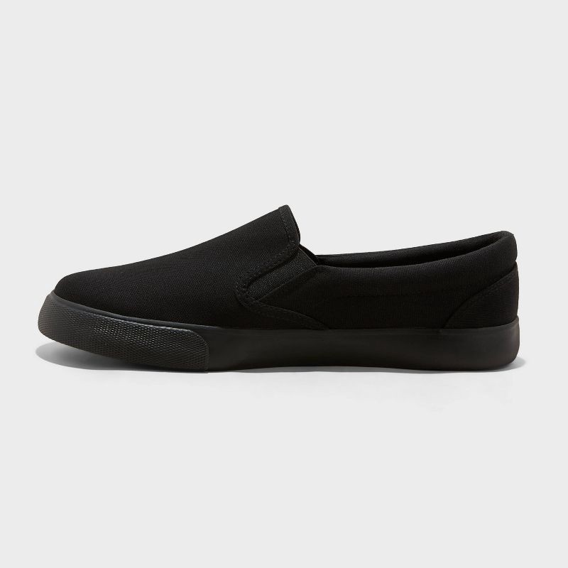 slide 2 of 4, Men's Phillip Twin Gore Sneakers - Goodfellow & Co™ Black Onyx 7: Slip-On, Padded Collar, Rubber Sole, 1 ct