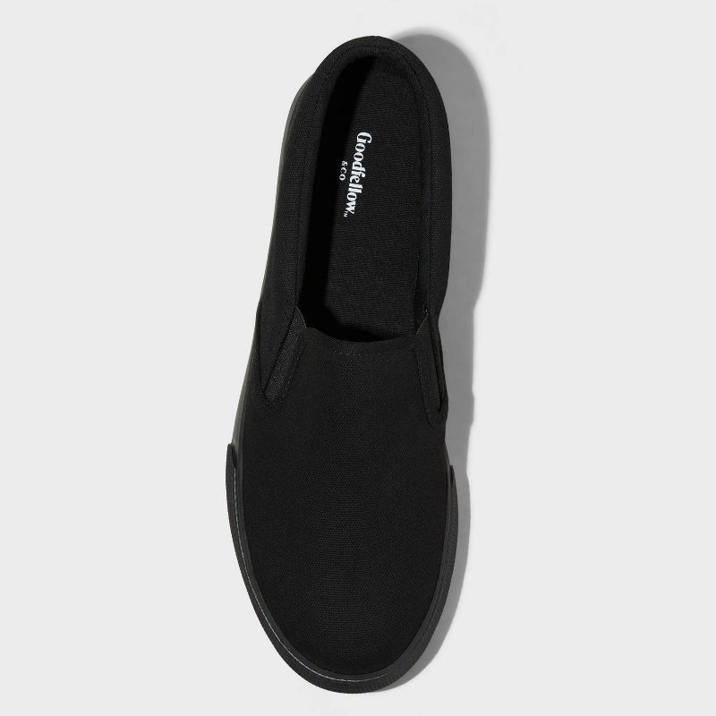 slide 3 of 4, Men's Phillip Twin Gore Sneakers - Goodfellow & Co™ Black Onyx 10.5: Slip-On, Padded Collar, Rubber Sole, 1 ct