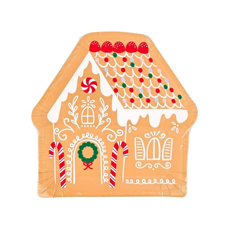 slide 2 of 3, 10ct Christmas Gingerbread Shaped Dinner Plates - Spritz™, 10 ct