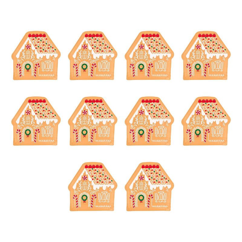 slide 1 of 3, 10ct Christmas Gingerbread Shaped Dinner Plates - Spritz™, 10 ct