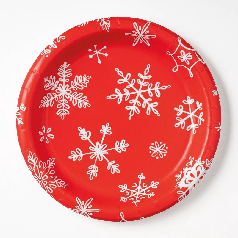 slide 1 of 3, 20ct 8.5" Christmas Snowflake Dinner Plates - Spritz™, 20 ct