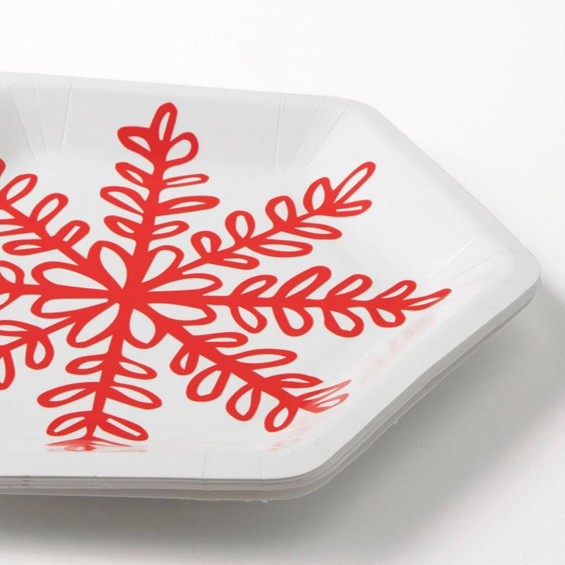 slide 2 of 3, 10ct 7" Christmas Snowflake Hex Shaped Snack Plates - Spritz™, 10 ct