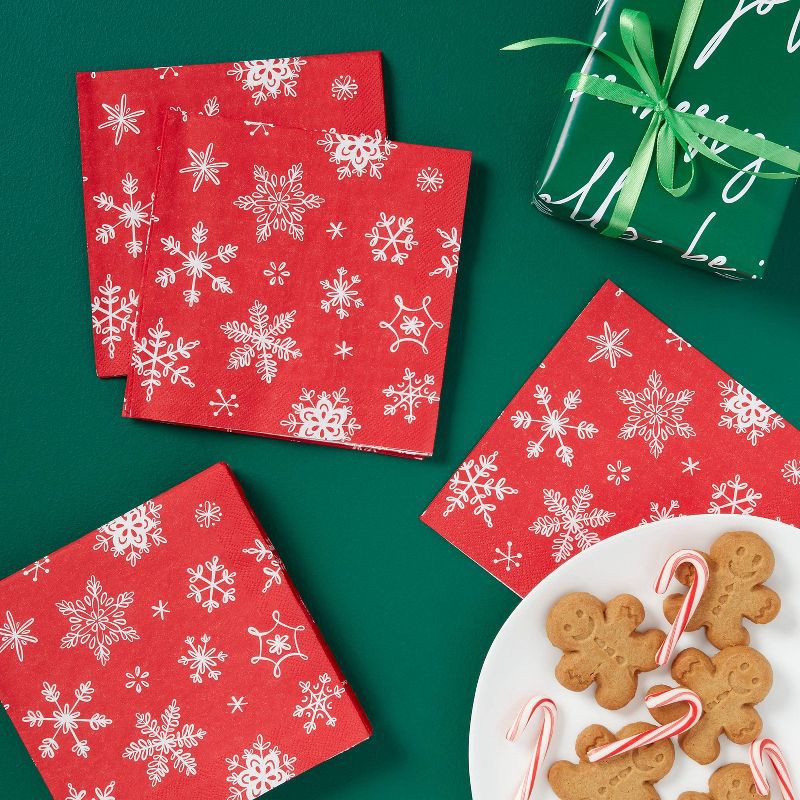 slide 2 of 3, 30ct Christmas Snowflake Lunch Napkins - Spritz™, 30 ct